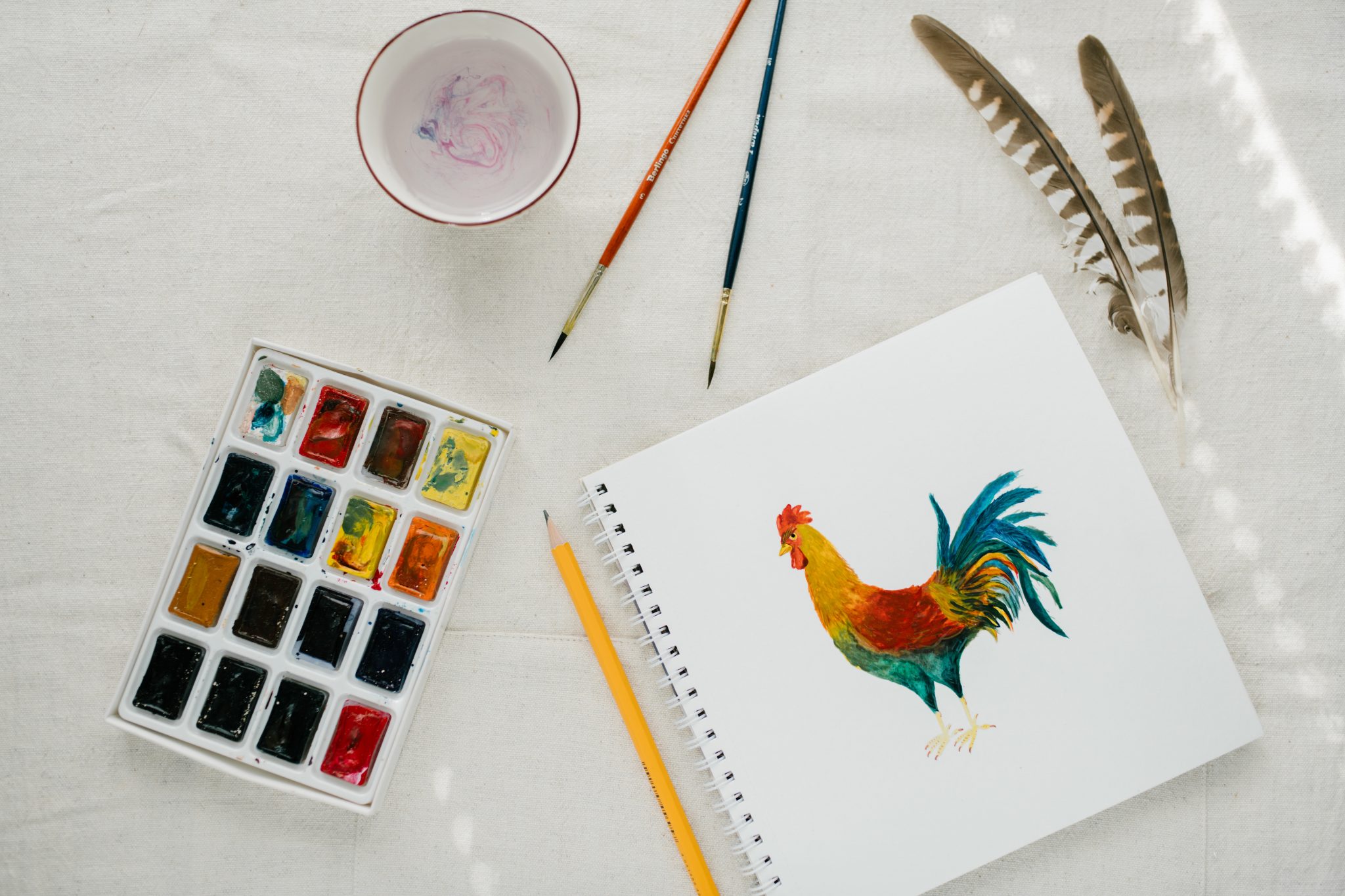 watercolour rooster painting