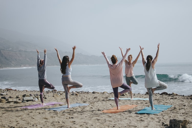 beach yoga class