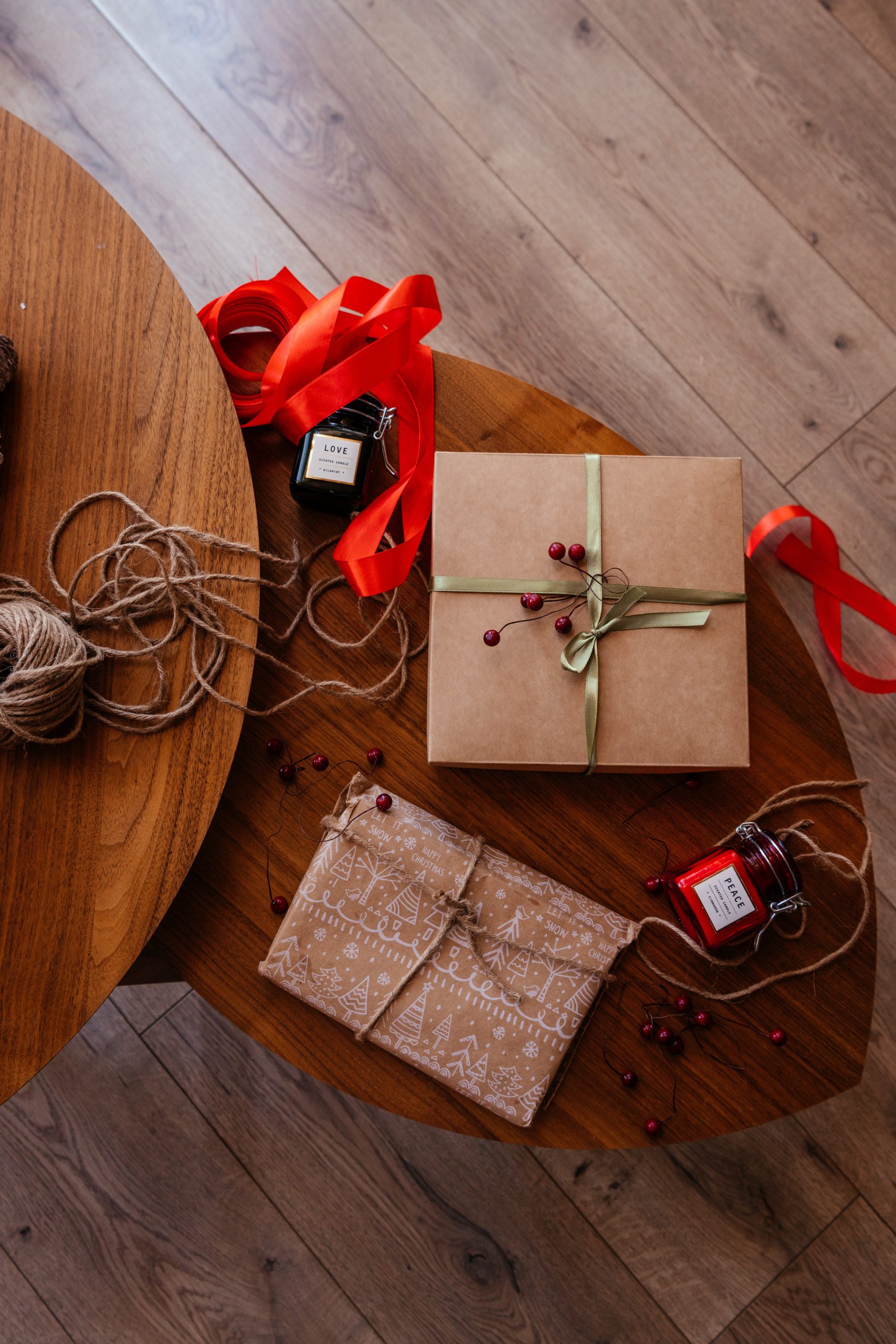 presents wrapped in brown paper