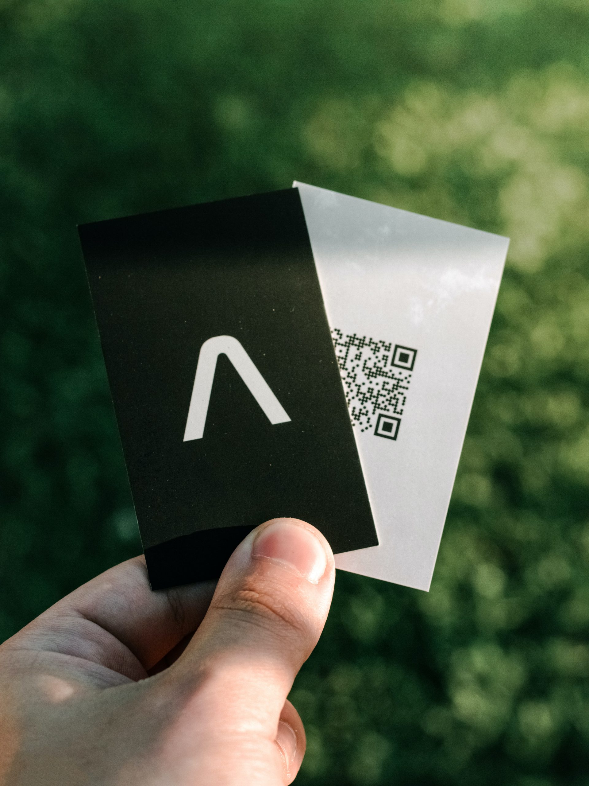 Vertical business card with QR code