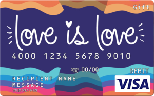 Visa gift card that reads 'love is love'