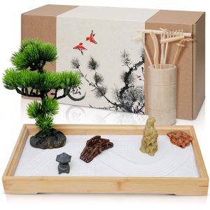mini zen garden kit with white sand