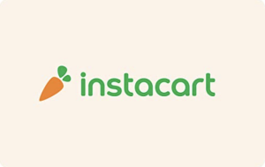 Instacart gift card with carrot logo on beige background
