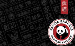 Panda Express Gift Card with black background and red details