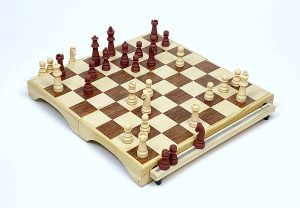 beige and brown folding chess board