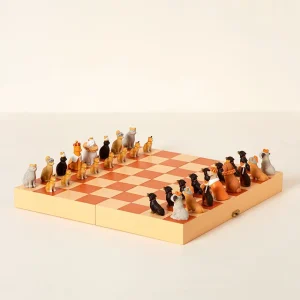 dog vs cat chess set