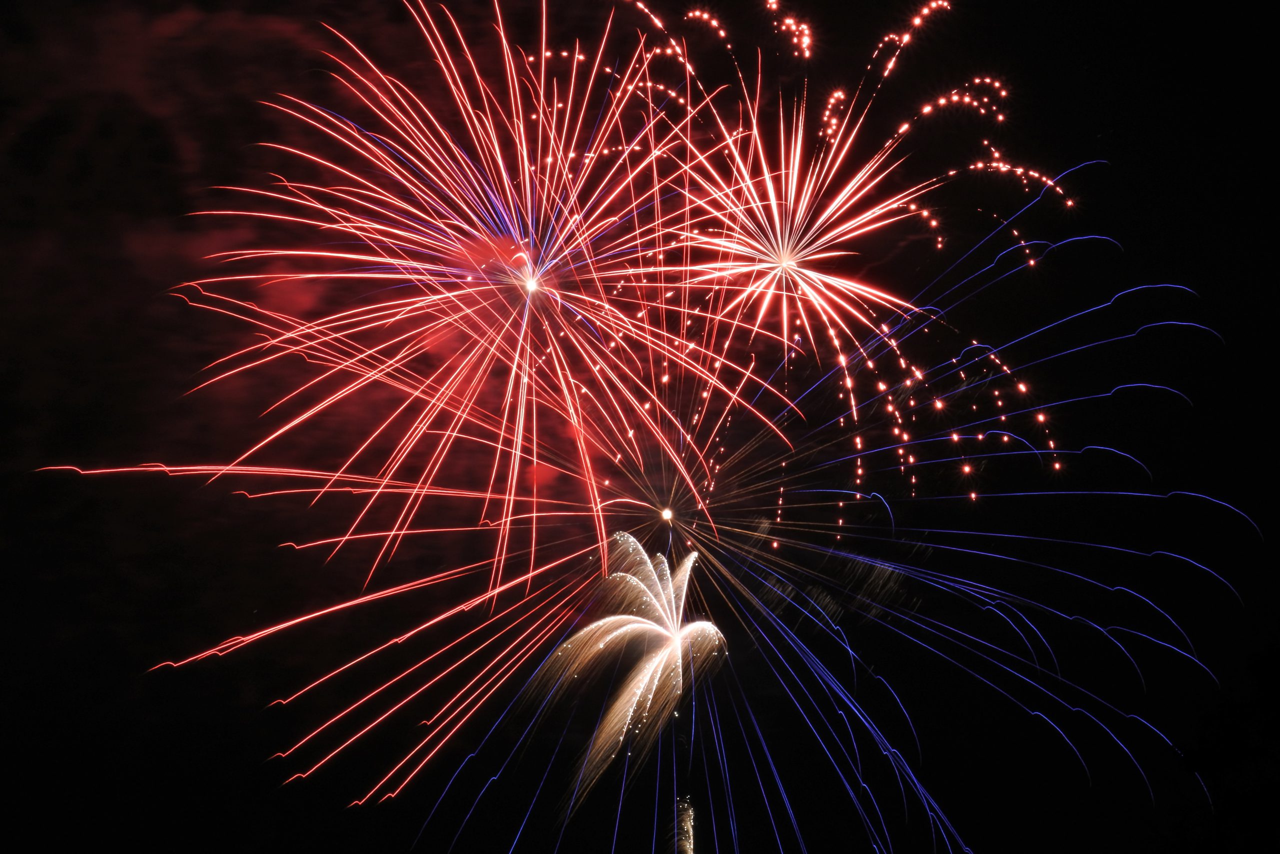 fireworks exploding in the night sky