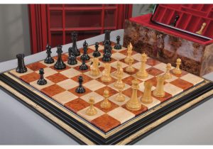 wood and ebony chess set