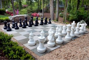 mega chess set in the garden