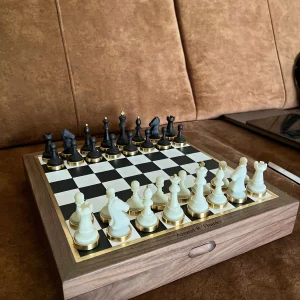 premium black and white chess set