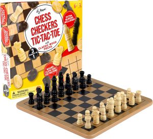 board game with chess, checkers, and toc-tac-toe
