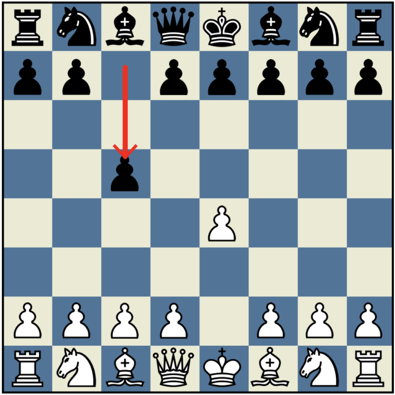 The Sicilian defense chess opening: Black fight for center control.