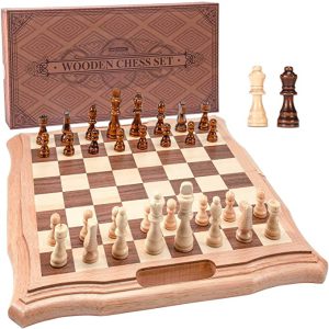 Anzid Magnetic Folding Portable Chess Set Wood