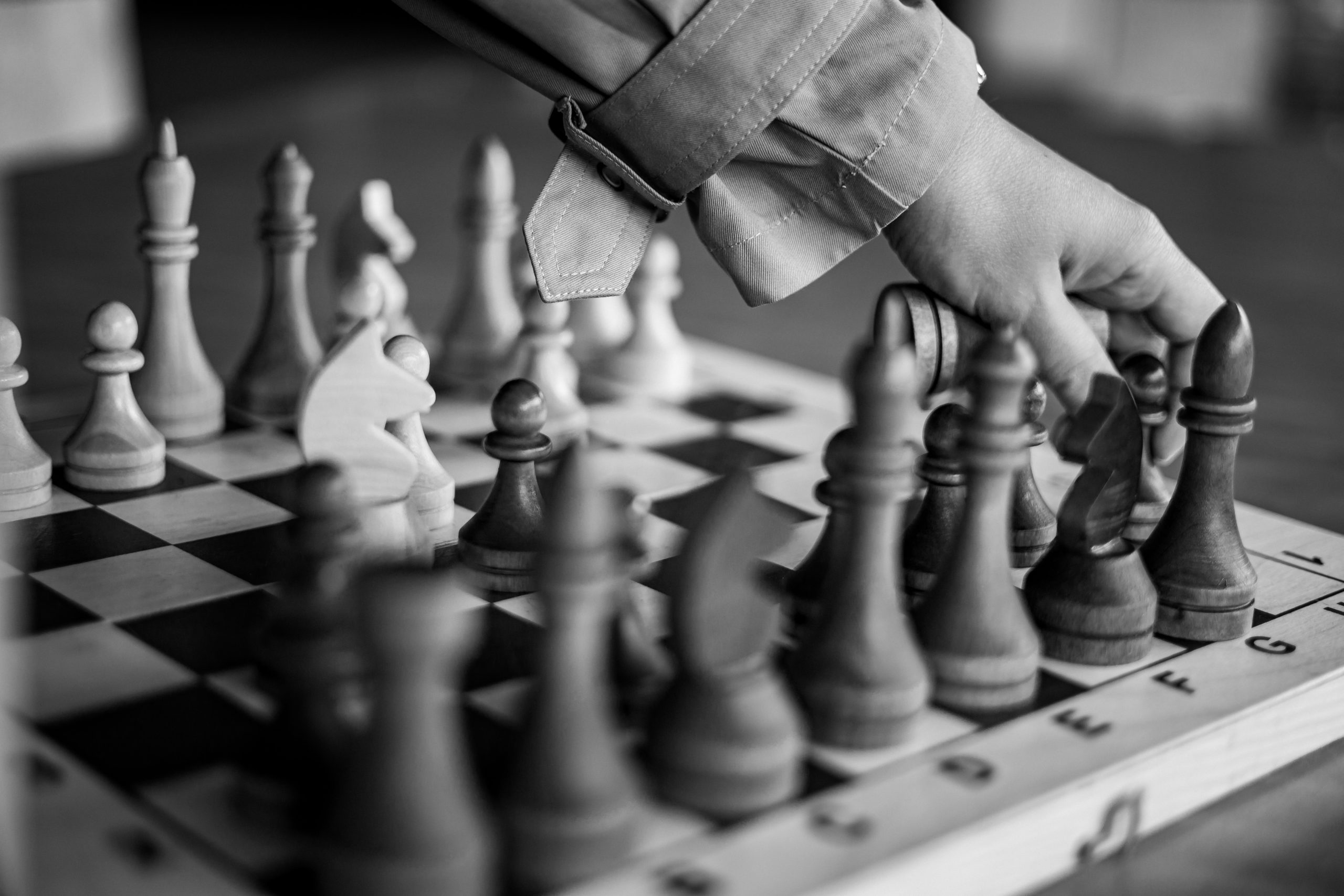 The opening of the chess game French defense, black background Stock Photo  - Alamy