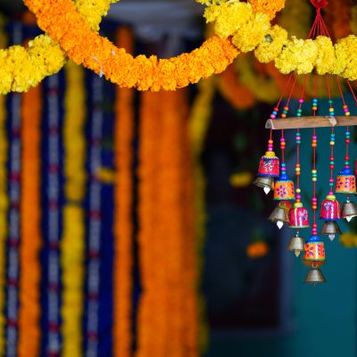 colourful hanging decorations from India