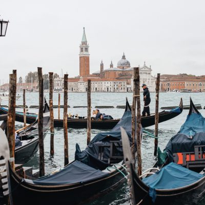venice with gondolas and the waterway